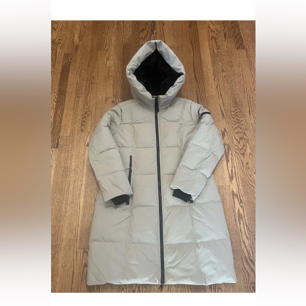 Calvin Klein Women's Oxford Puffer Jacket,  Size Large Coat Beige Tan Khaki